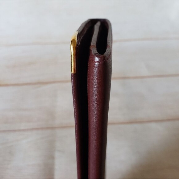 Cartier Paris Leather Bifold Long Checkbook Wallet Luxury Burgundy Designer - Picture 6 of 14